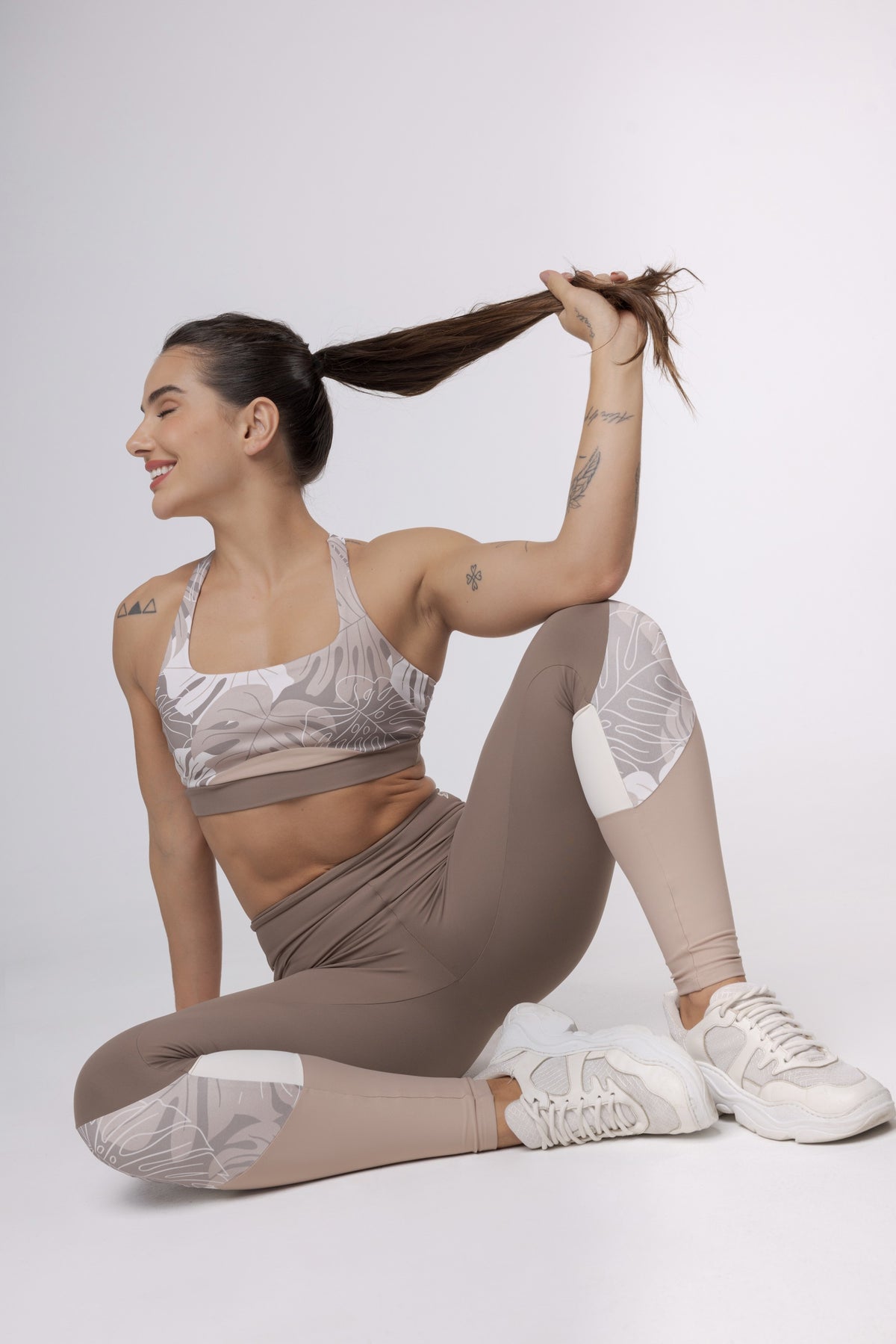 Top Nadador Meia Lua Estampado - Costela Nude