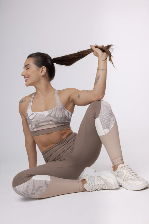 Top Nadador Meia Lua Estampado - Costela Nude