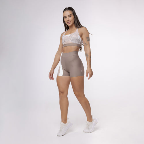 Top Nadador Meia Lua Estampado - Costela Nude