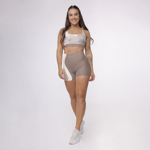 Top Nadador Meia Lua Estampado - Costela Nude