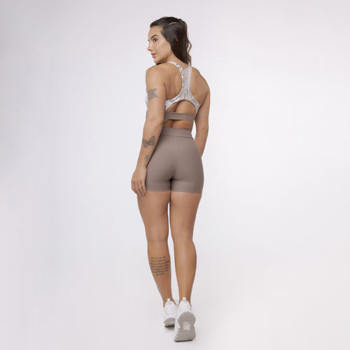 Top Nadador Meia Lua Estampado - Costela Nude