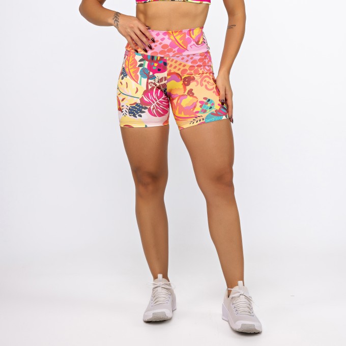 Short Alongado - Floral Pink