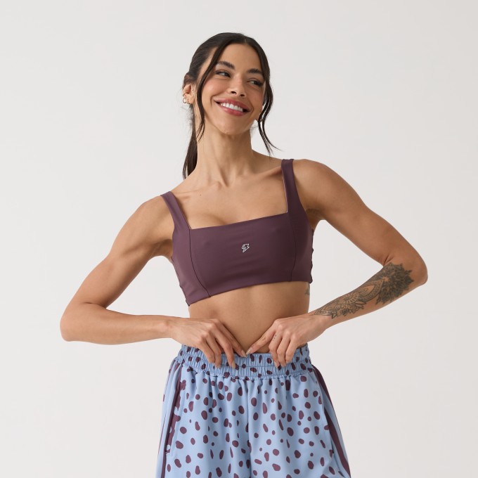 Top Camiseta Decote Quadrado - Ameixa