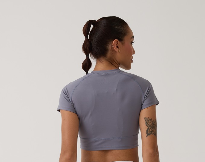 Cropped Raglan Anatômico - Ametista Cinza