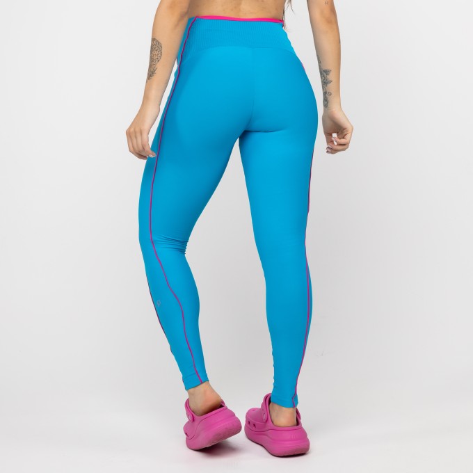 Legging Curve Duo Tela - Pink & Azul Malibu