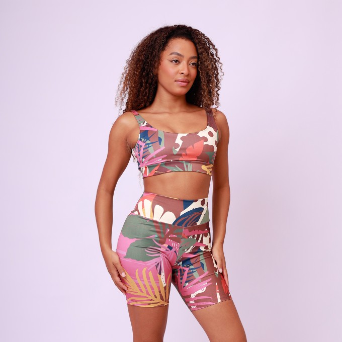 Conjunto Básico Top Camiseta & Bermuda Estampado - Patch Forest