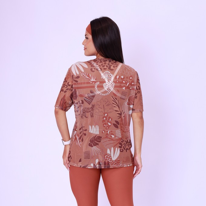 Camisão de Tule Estampado - Onças Wild