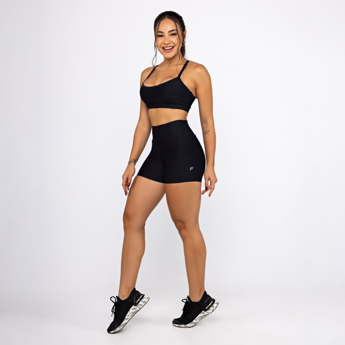 Conjunto Top Alcinha & Short Shape - Preto