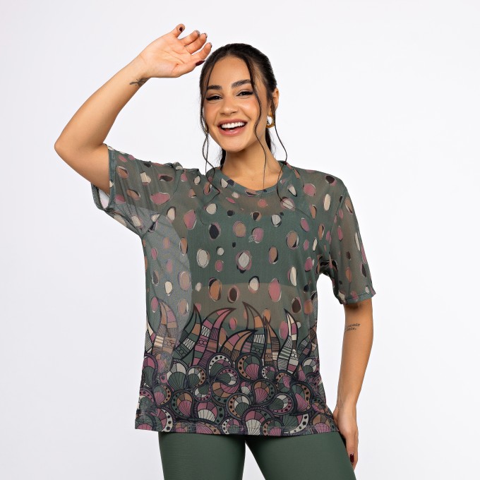 Camisão de Tule Estampado - Jardim de Inverno