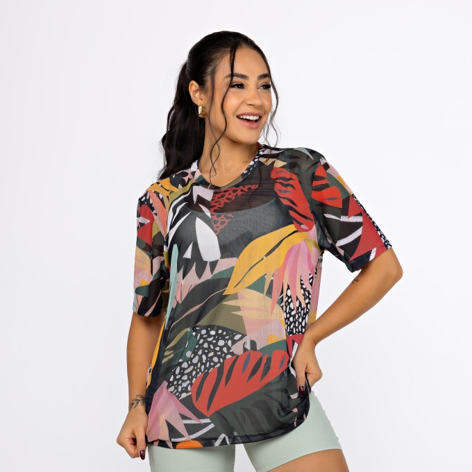 Camisão de Tule Estampado - Picasso