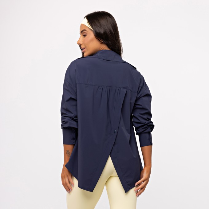 Camisa Oversized Athleisure Tech - Marinho Soft