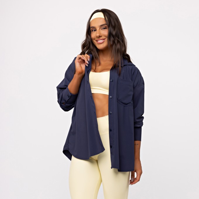 Camisa Oversized Athleisure Tech - Marinho Soft