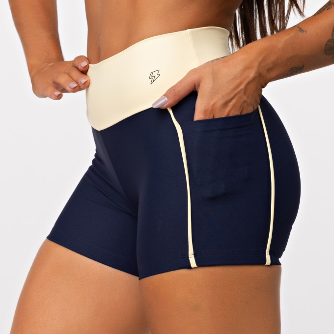 Short Lines Bolso Bicolor - Marinho Profundo & Manteiga