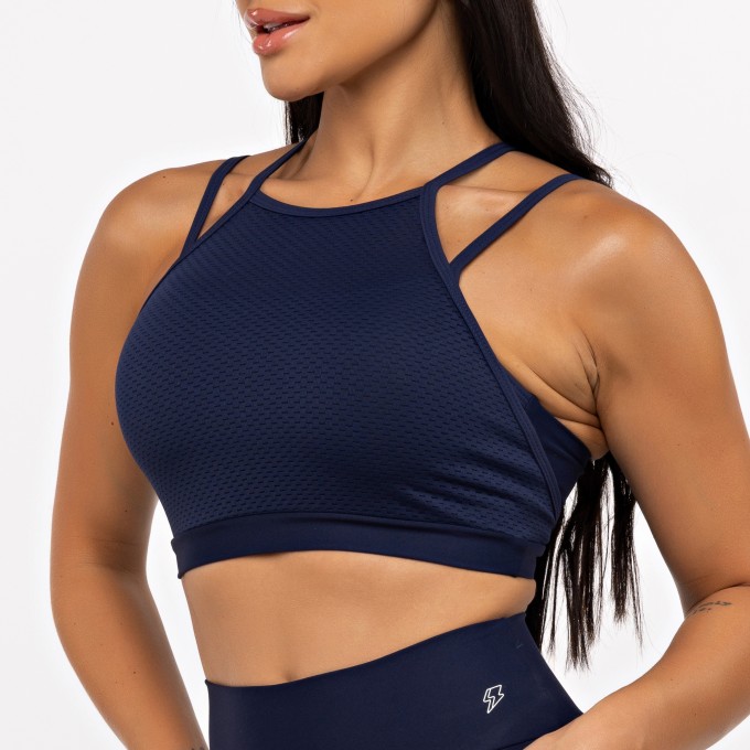 Top Mesh Cruzado Costas - Marinho Profundo