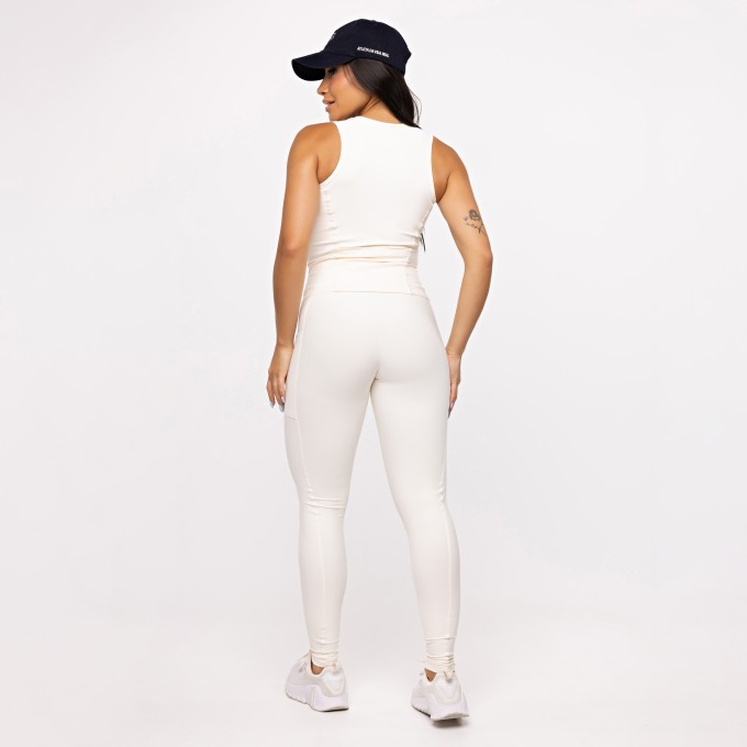 Legging Básica com Bolso - Off White