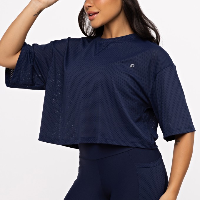 Cropped Mesh - Marinho Profundo