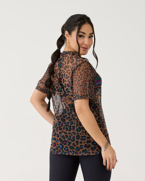 Camisão de Tule Estampado - Onça Color