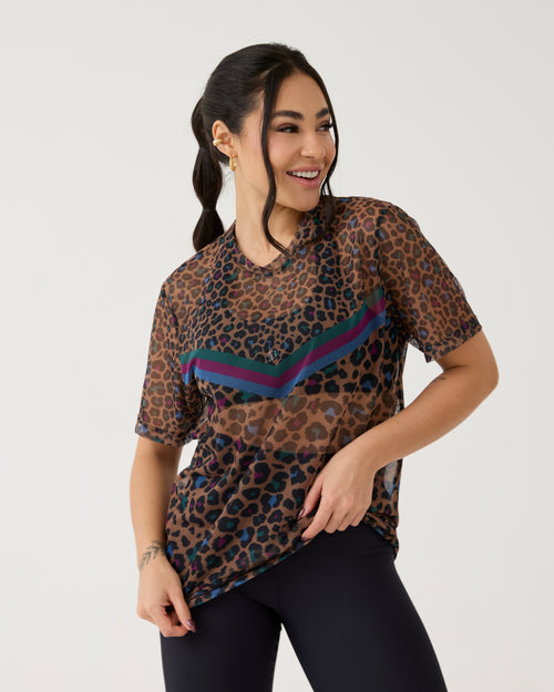 Camisão de Tule Estampado - Onça Color