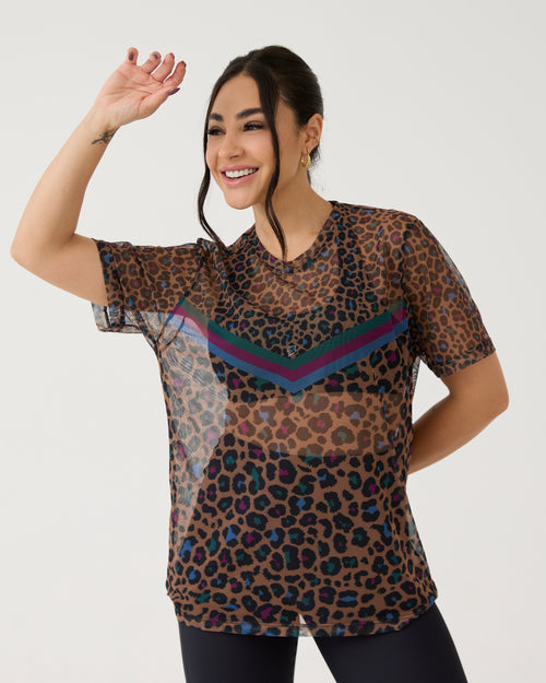 Camisão de Tule Estampado - Onça Color