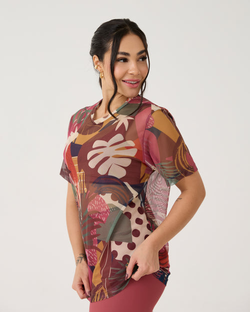 Camisão de Tule Estampado - Patch Forest
