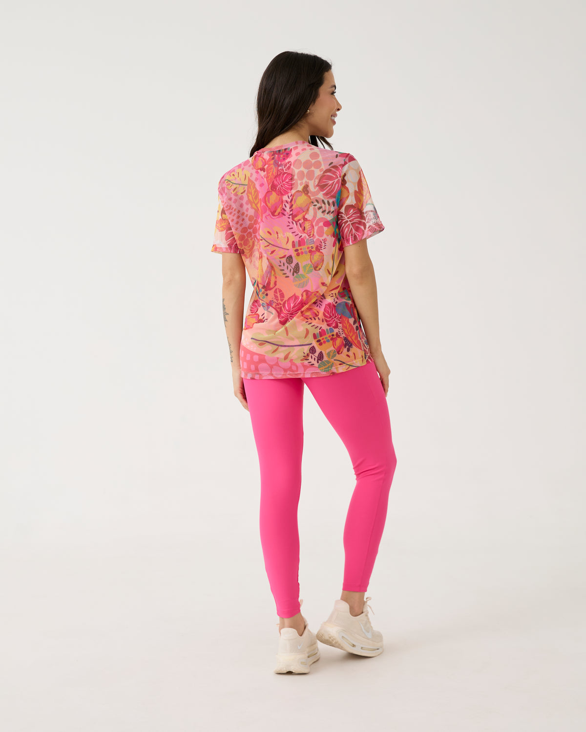 Camisão de Tule Estampado - Floral Pink