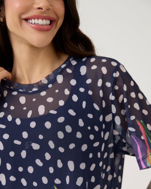 Camisão de Tule Estampado - Folhagem Colors