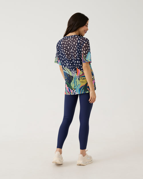 Camisão de Tule Estampado - Folhagem Colors