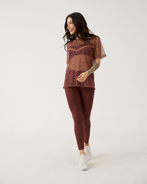 Camisão de Tule Estampado - Onça Chocolate