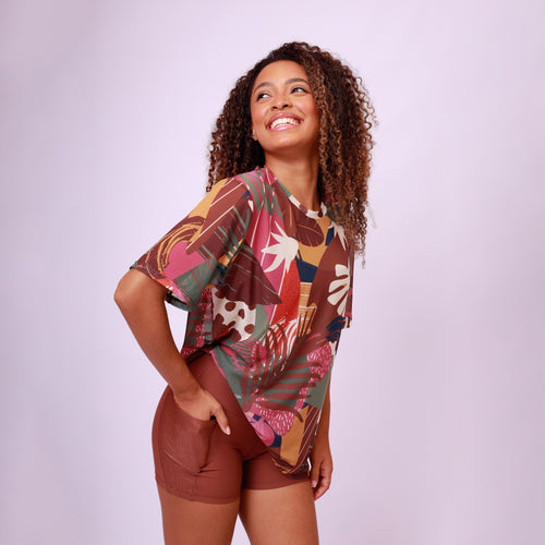 Camisão de Tule Estampado - Patch Forest