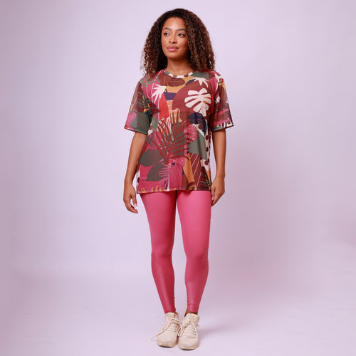 Camisão de Tule Estampado - Patch Forest