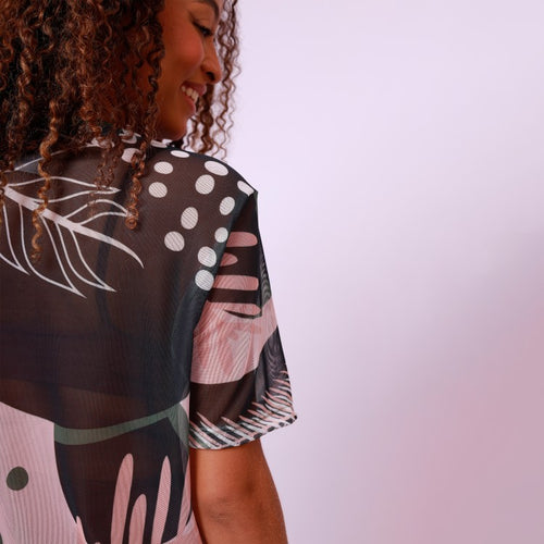 Camisão De Tule Estampado - Folhagem