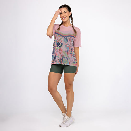 Camisão de Tule Estampado - Folhagem Tucano