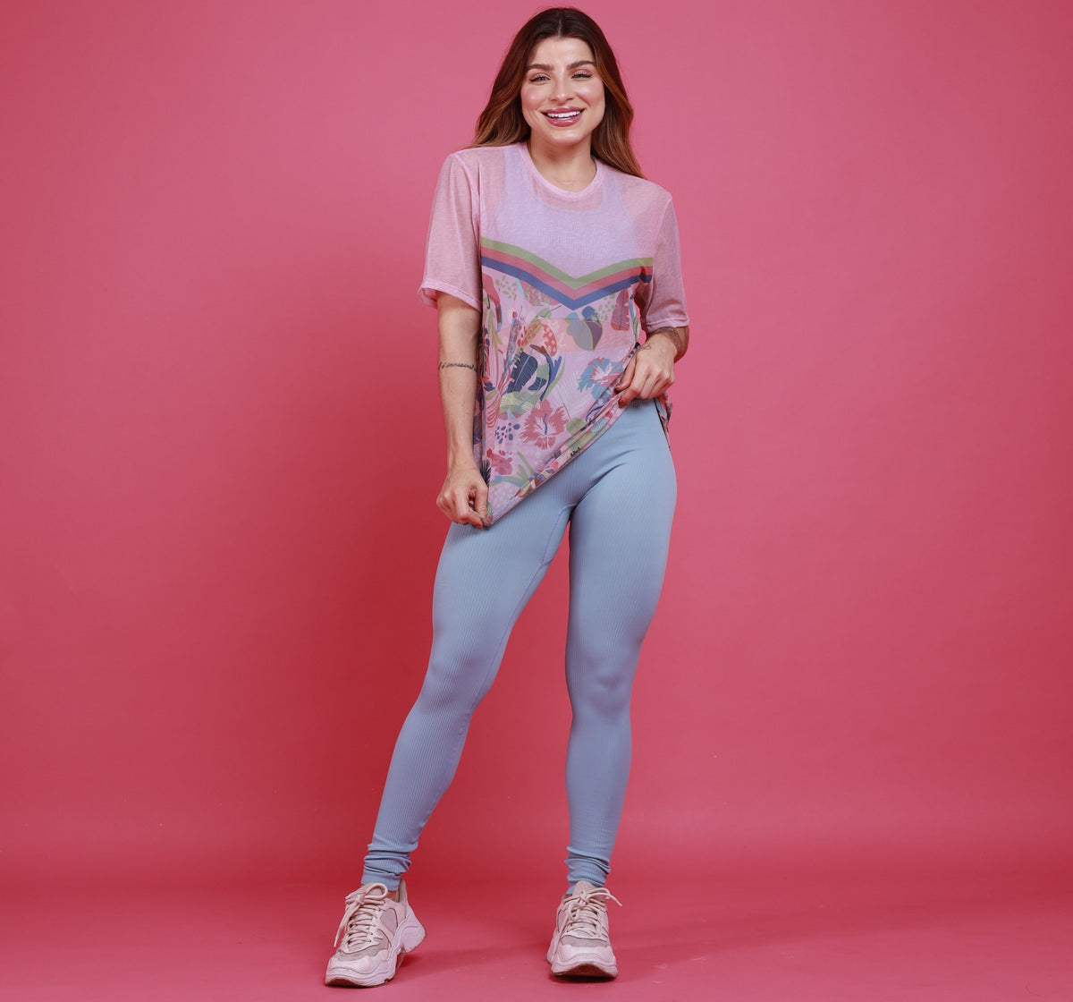Camisão de Tule Estampado - Folhagem Tucano