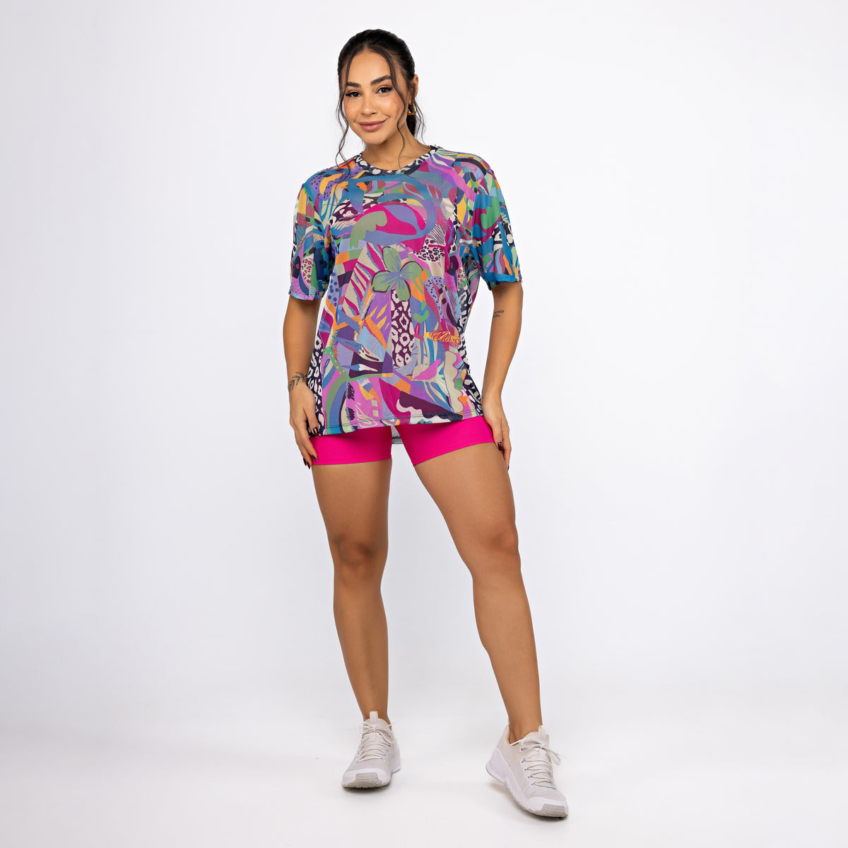 Camisão de Tule Estampado - Patch Tropic