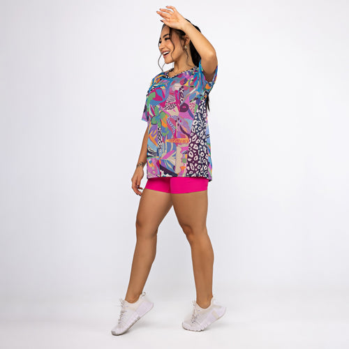 Camisão de Tule Estampado - Patch Tropic