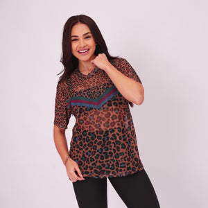 Camisão de Tule Estampado - Onça Color