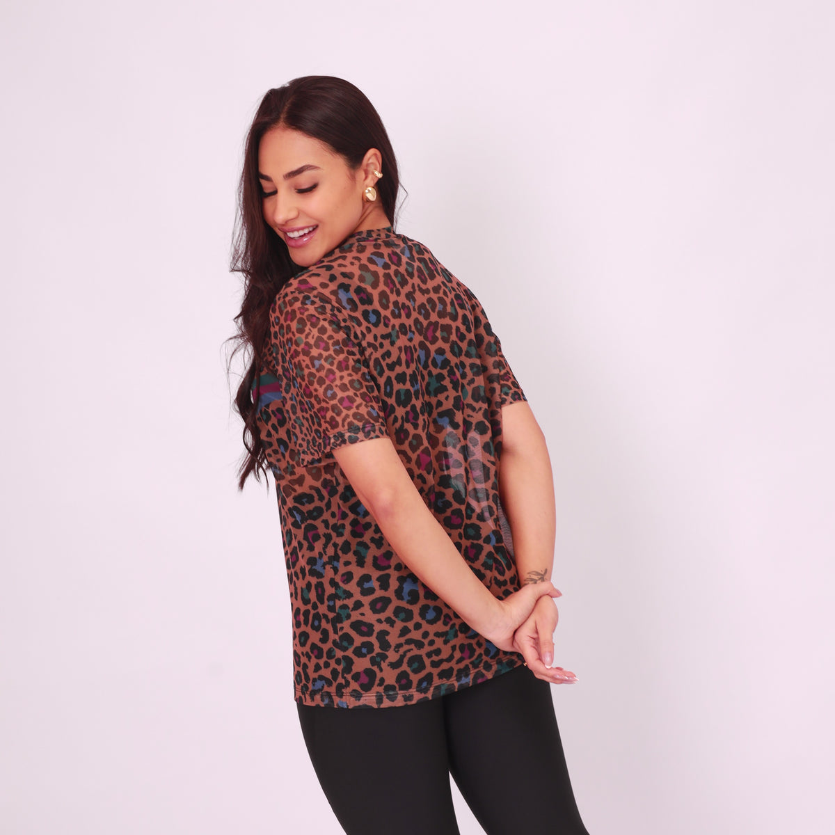 Camisão de Tule Estampado - Onça Color