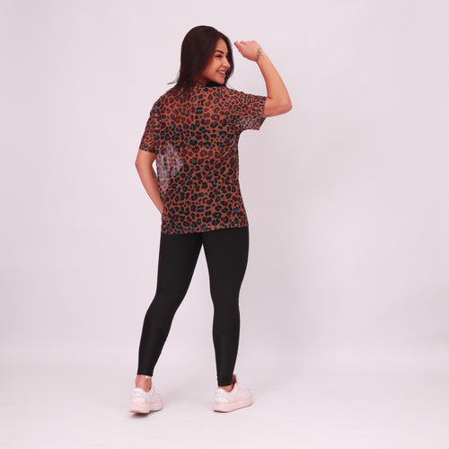 Camisão de Tule Estampado - Onça Color