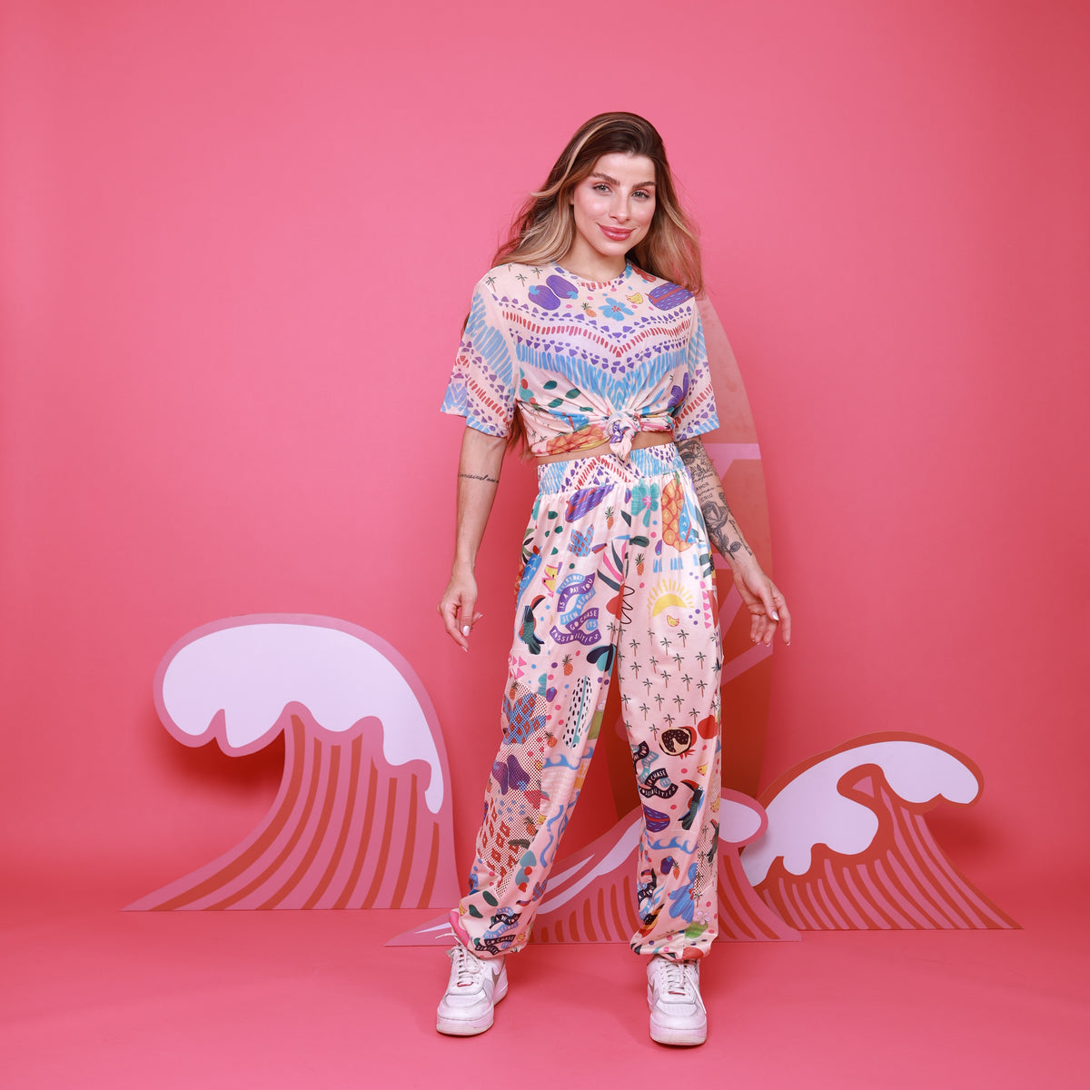 Camisão de Tule Estampado - Beach Waves