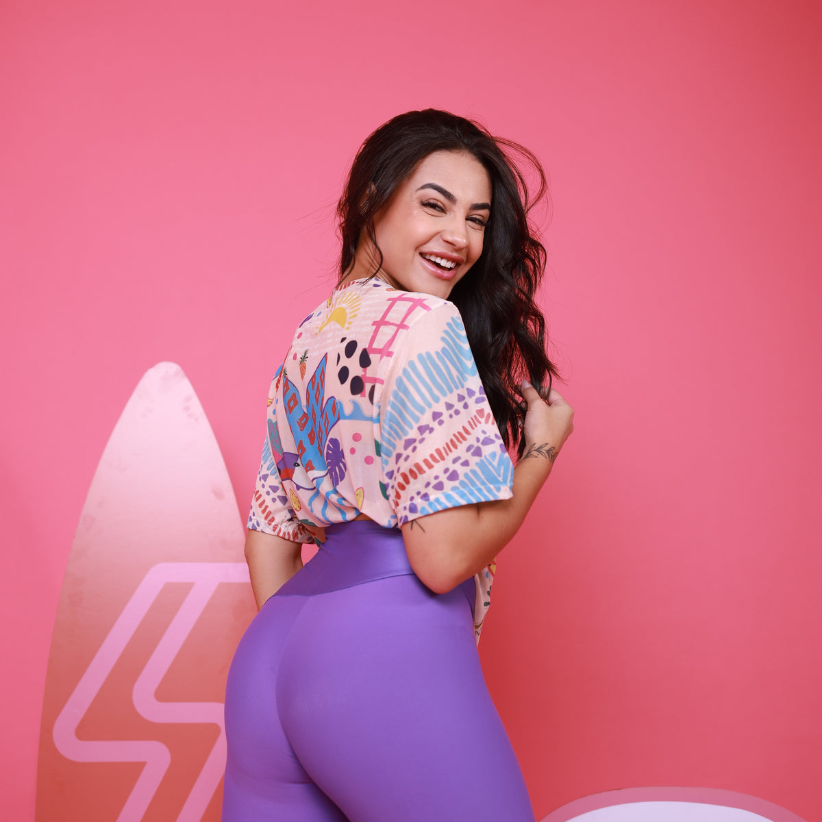 Camisão de Tule Estampado - Beach Waves