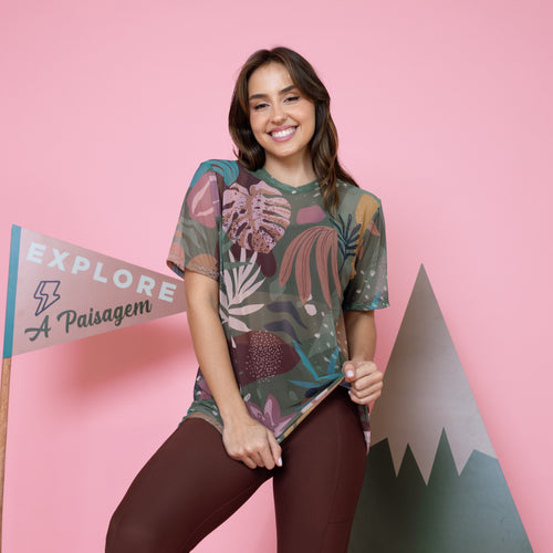 Camisão de Tule Estampado - Mountain Leaf