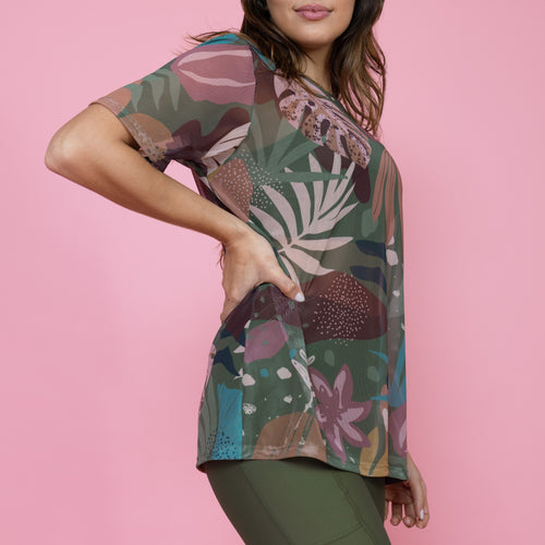 Camisão de Tule Estampado - Mountain Leaf