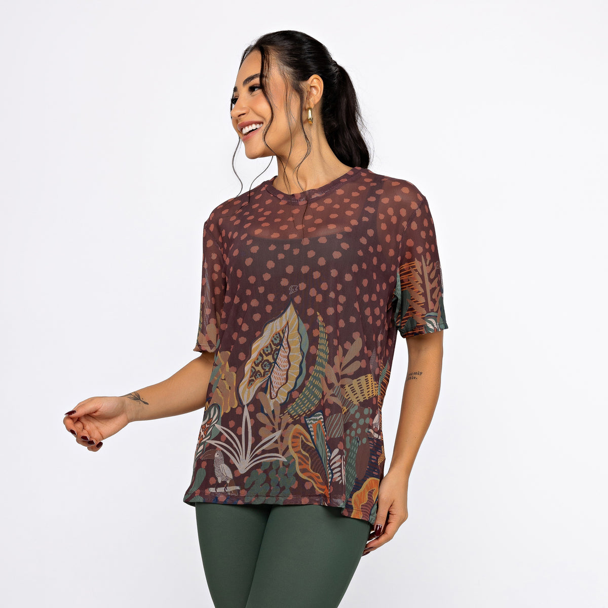 Camisão de Tule Estampado - Choco Forest