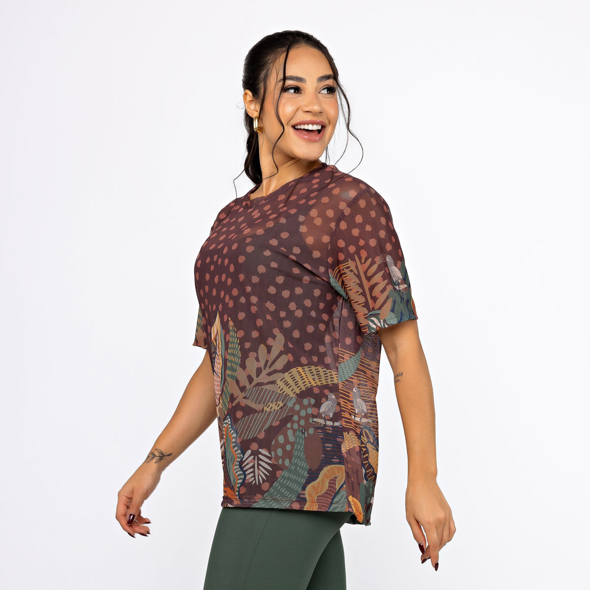 Camisão de Tule Estampado - Choco Forest