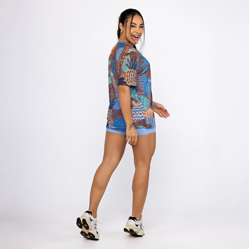 Camisão de Tule Estampado - Tropical Pineapple