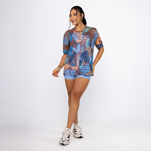 Camisão de Tule Estampado - Tropical Pineapple