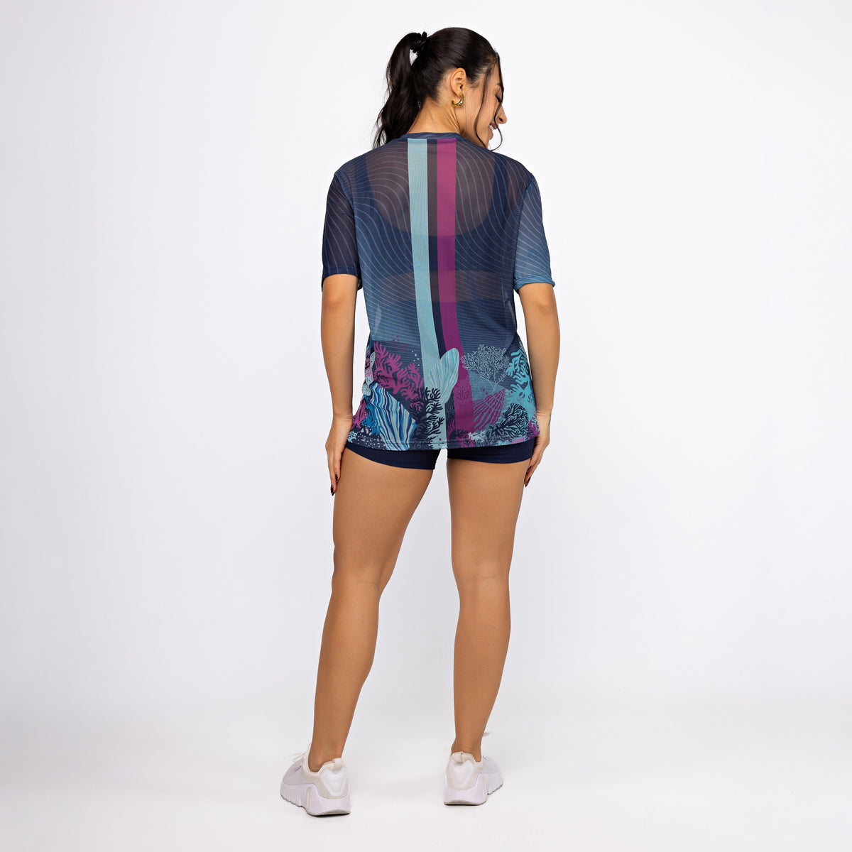 Camisão de Tule Estampado - Deep Ocean