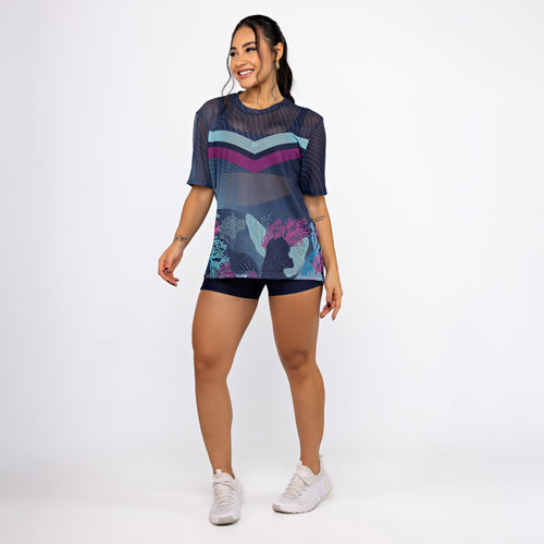 Camisão de Tule Estampado - Deep Ocean