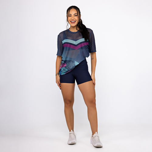 Camisão de Tule Estampado - Deep Ocean