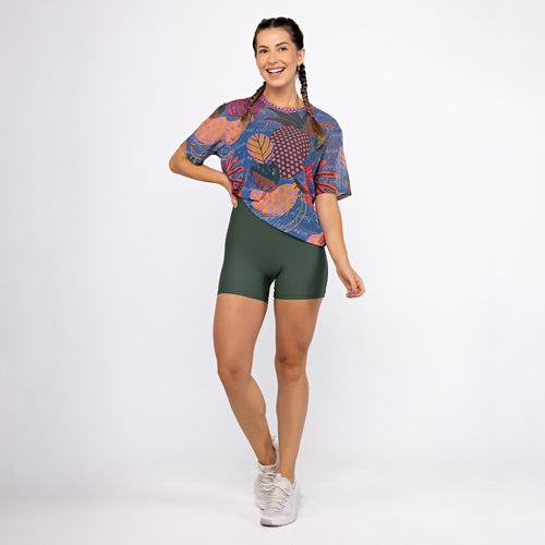 Camisão de Tule Estampado - Tropical Fresh